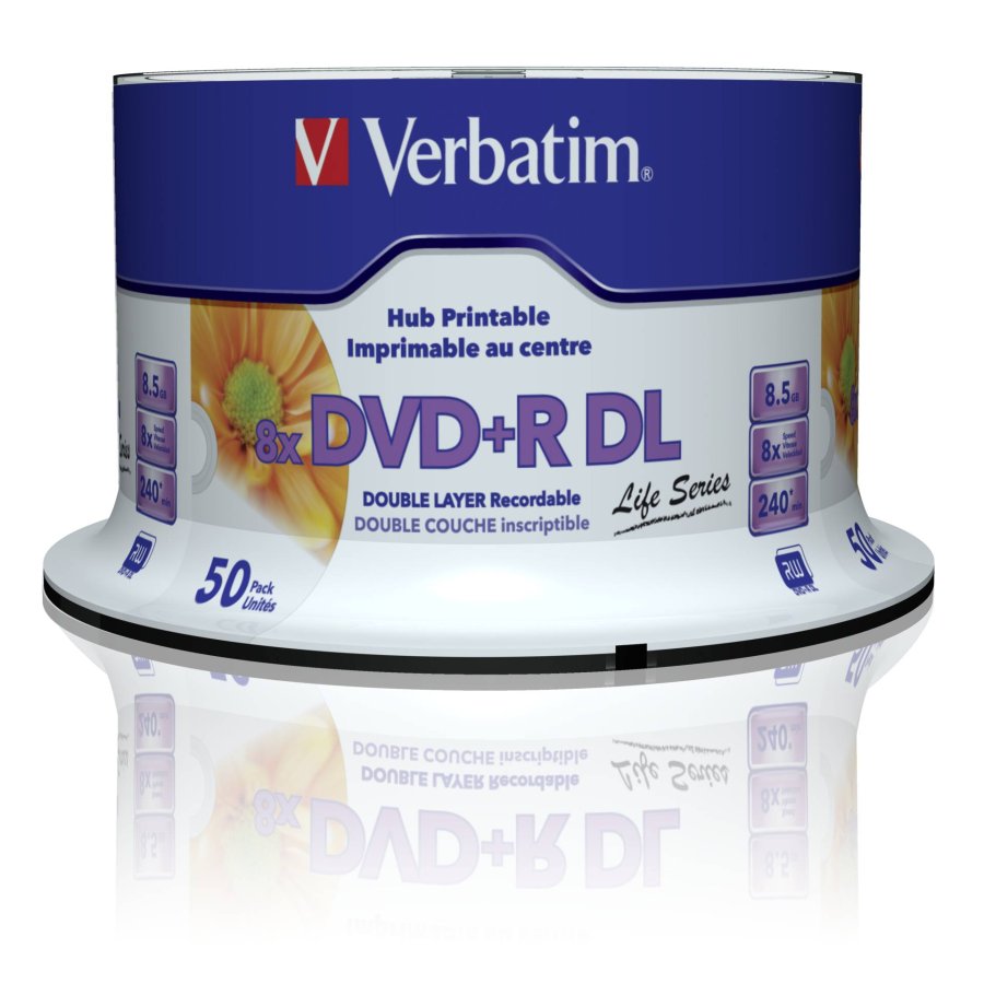 1x50 Verbatim DVD+R DL wide pr. 8x Speed, 8,5GB Life Series #3