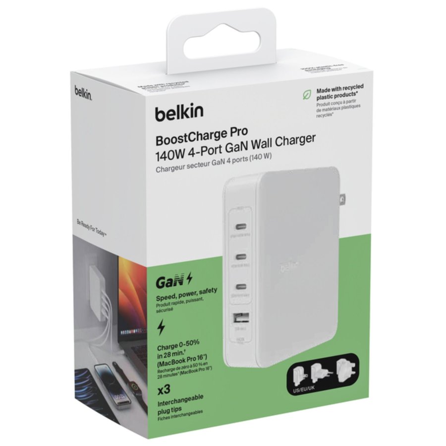Belkin BOOST Charge  140W 4-Port GaN, 3xUSB-C 1xUSB-A  WCH014btWH #3