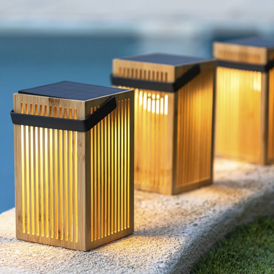 New Garden Okinawa Solar Recharge Lantern Bamboo #6