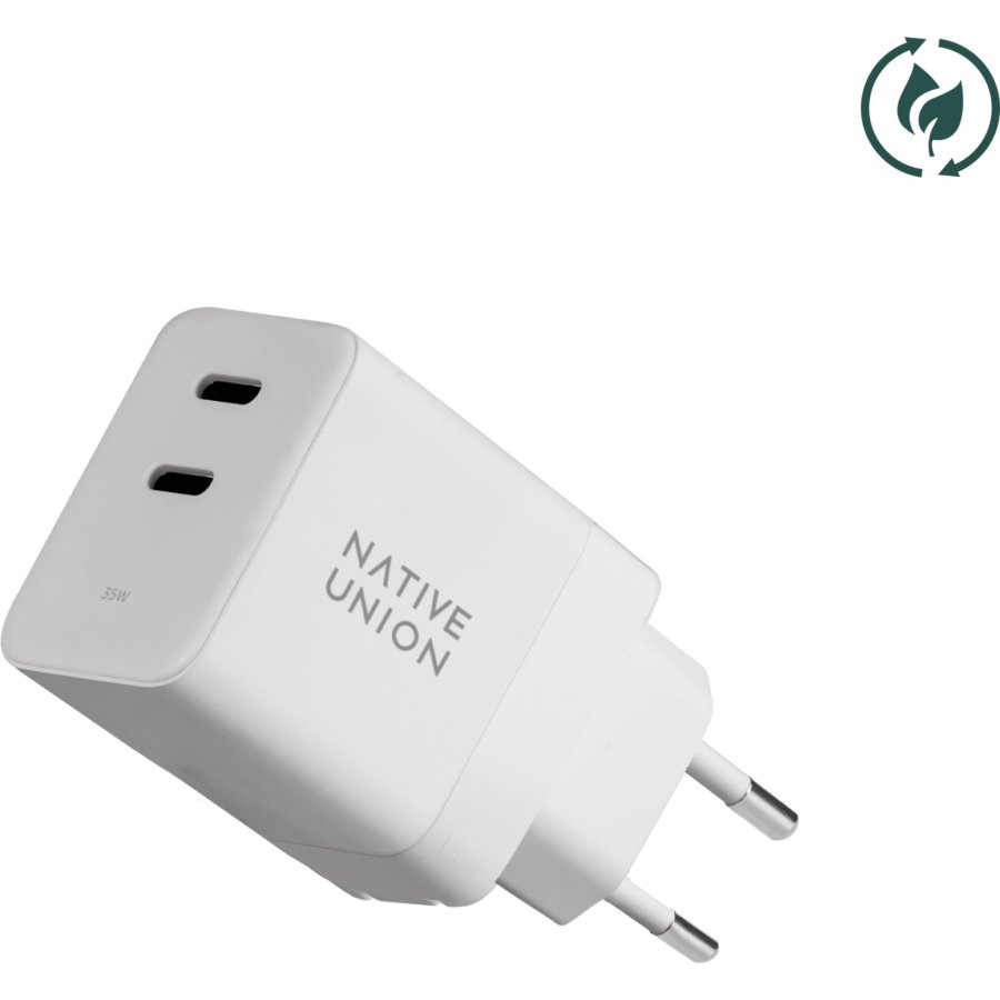 Native Union 35W Dual USB-C Fast GaN PD Wall Charger White #1