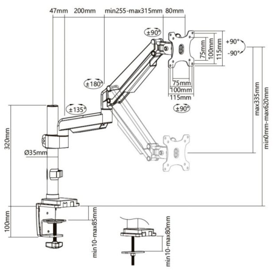 Equip 17 -32  Articulating Monitor Desk Mount Bracket #7