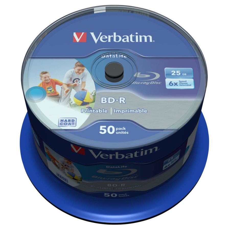 1x50 Verbatim BD-R Blu-Ray 25GB 6x Speed DL Wide Printable CB #1