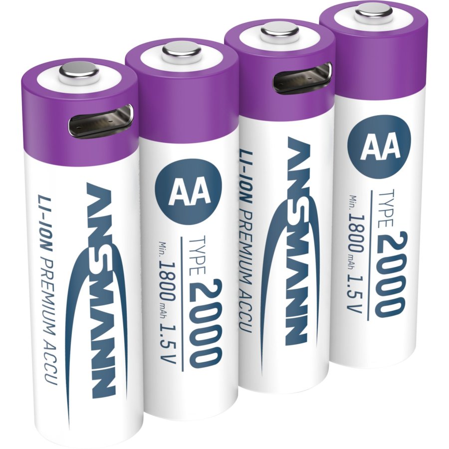 1x4 Ansmann Lithium Akku Mignon AA 1800mAh + Cable     1312-0036 #2