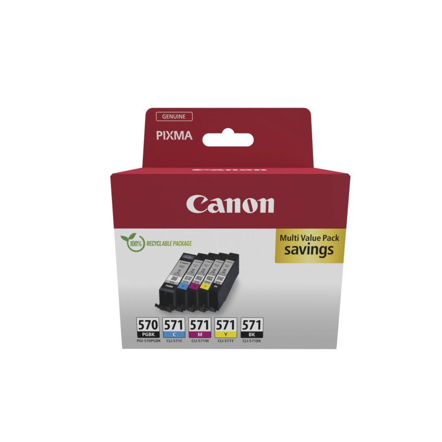 Canon 0372C006 blkpatron 5 stk Original Sort, Bl, Magenta, Gul #1