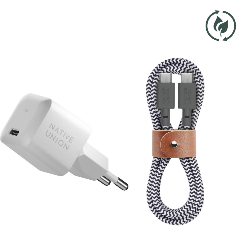 Native Union 30W USB-C Fast GaN Charger White + USB-C Cable Zeb. #1