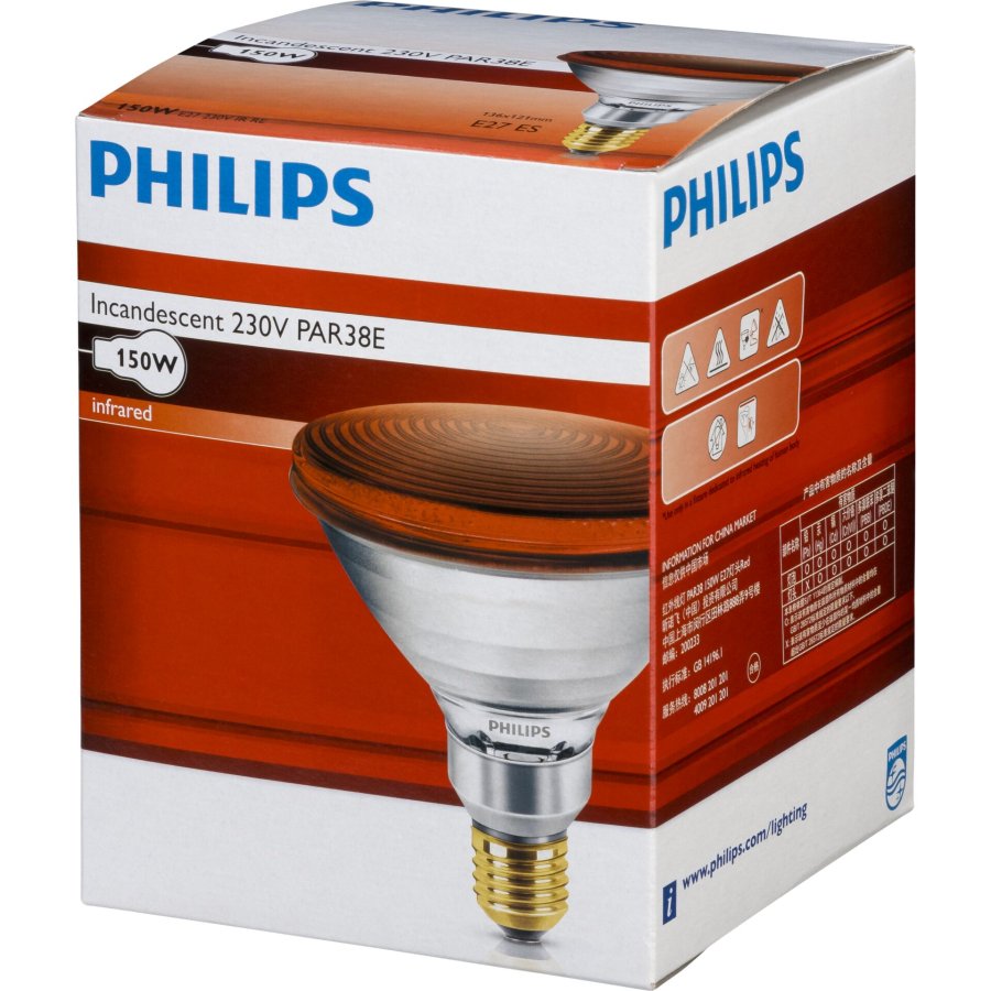 Philips infrared lamp PAR38 IR 150W E27 230V Red #1