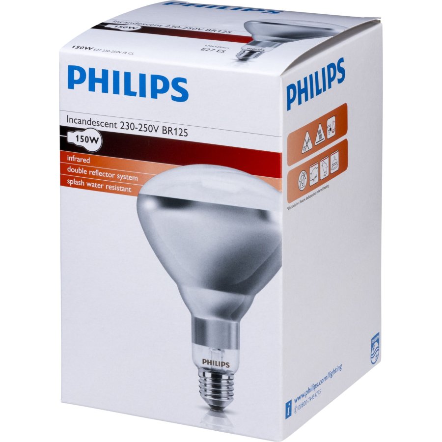 Philips infrared lamp BR125 IR 150W E27 230-250V CL #1