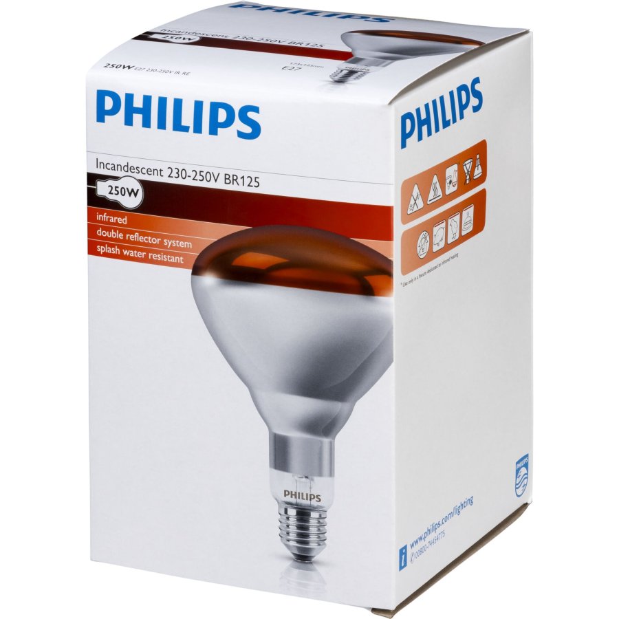 Philips infrared lamp BR125 IR 250W E27 230-250V Red #1