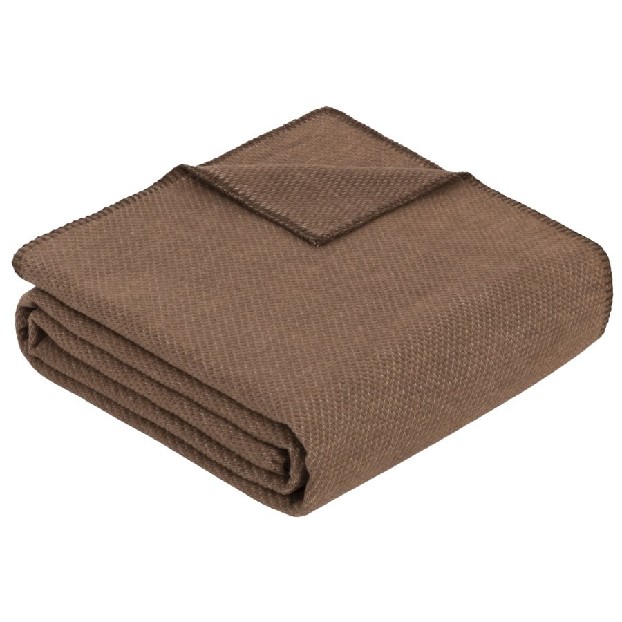 Ibena Uni Structure Blanket brown Charlotte GOTS, 140x200cm #1