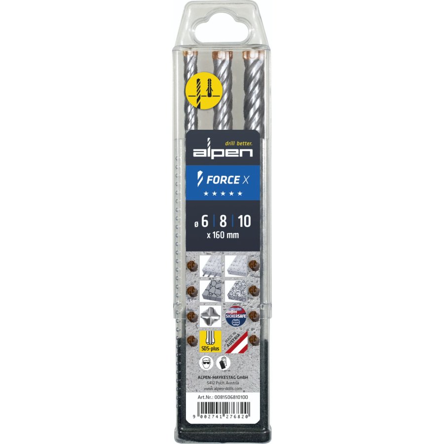 Alpen SDS+ FORCE X Box 3 pcs. 6- 8-10x160 #1