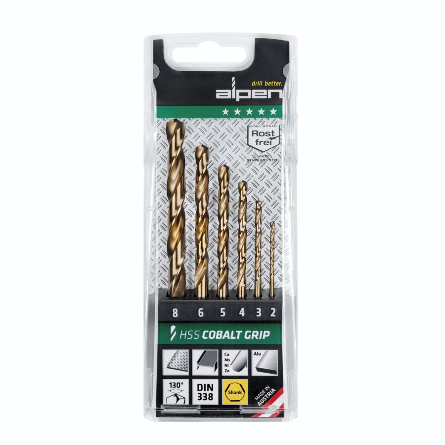 Alpen Cassette HSS Cobalt Jobber Drill Bit TM 6, 2-3-4-5-6-8 #1