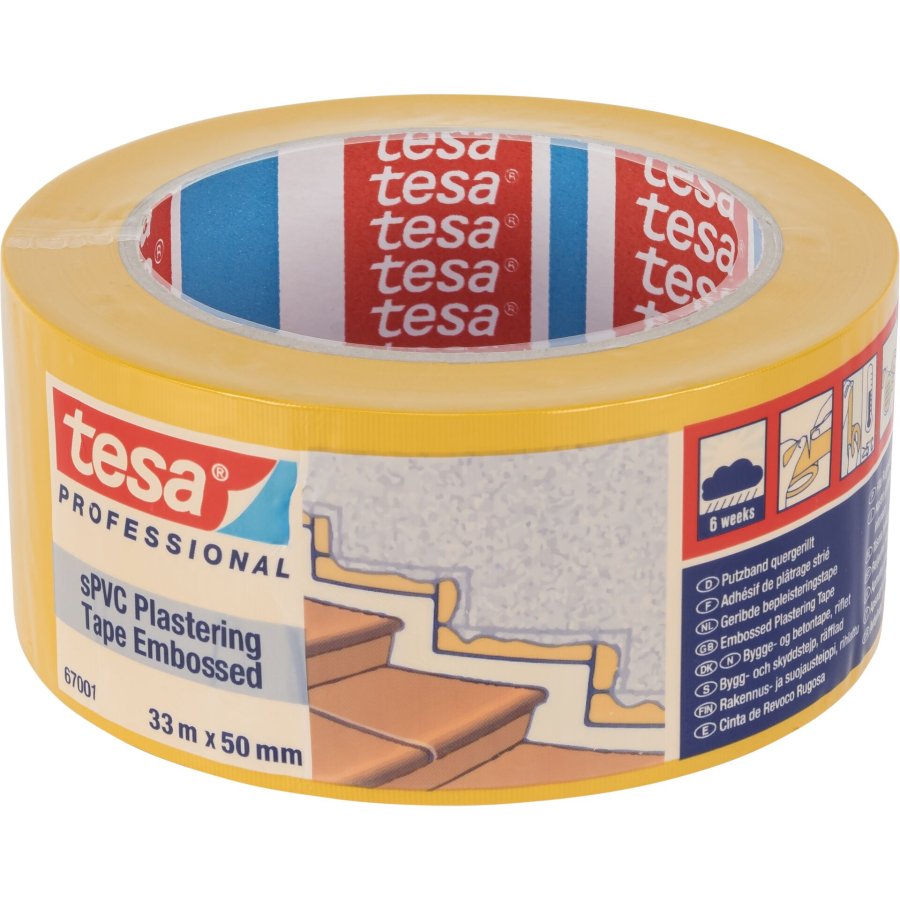 Tesa Plastering Tape, sPVC 33m x 50mm embossed yellow 67001 #1