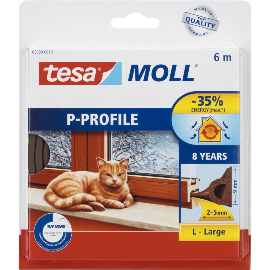 Tesa Window Seal 6m x 9mm P-Profile brown 05390 #1