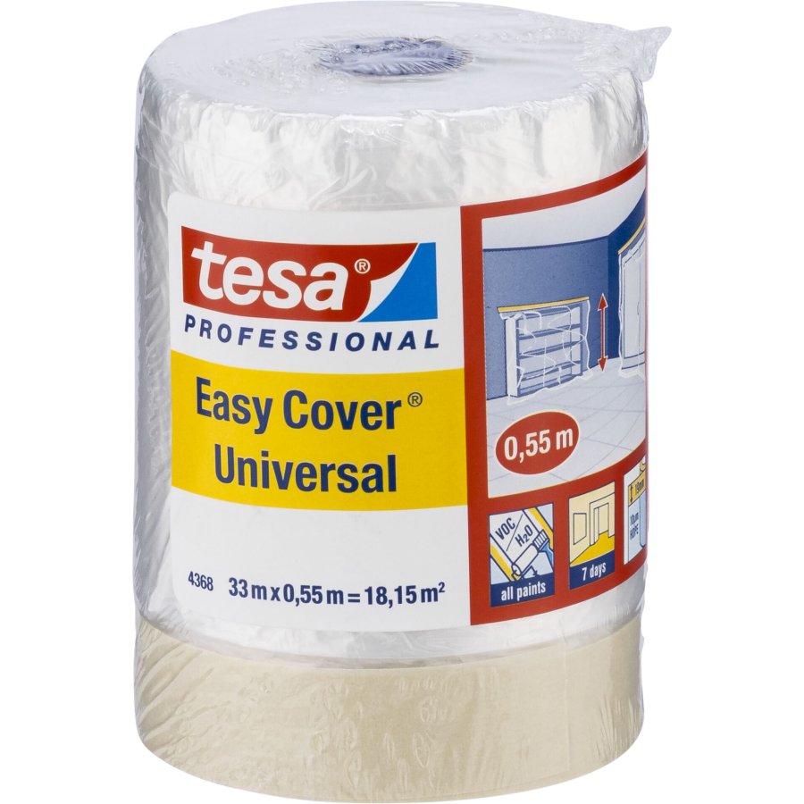 Tesa Masking Film 33mm x 55cm Easy Cov. pale cream 04368 #1
