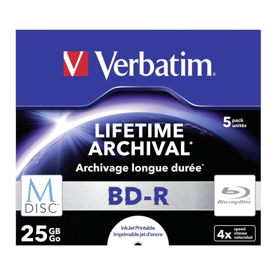 1x5 Verbatim M-Disc BD-R Blu-Ray 25GB 4x Speed, Jewel Case print. #2