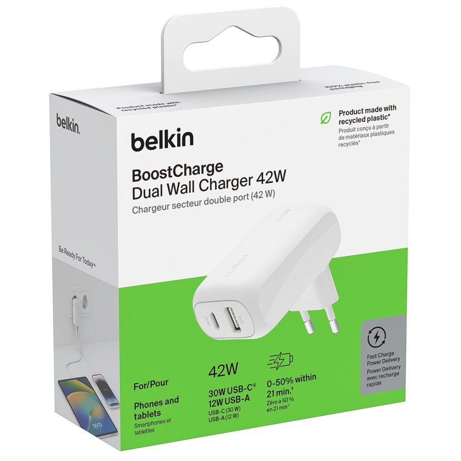 Belkin BOOST Charge 42W Charger 30W USB-C/12W USB-A   WCB009vfWH #5