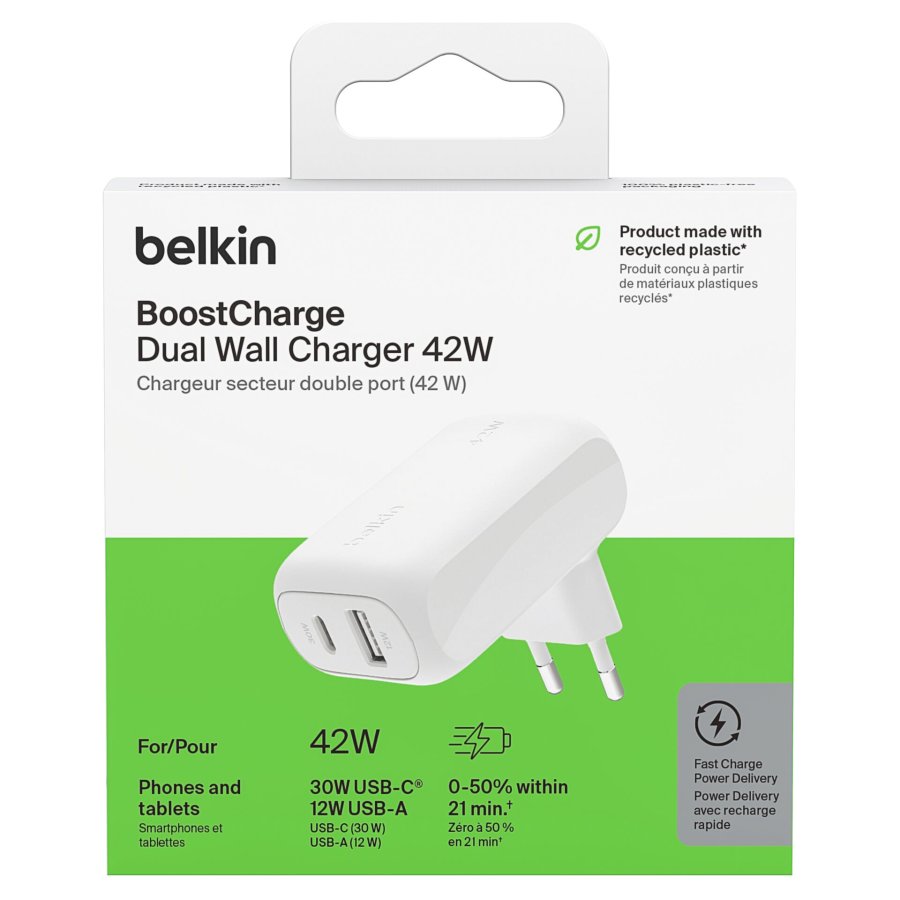 Belkin BOOST Charge 42W Charger 30W USB-C/12W USB-A   WCB009vfWH #6