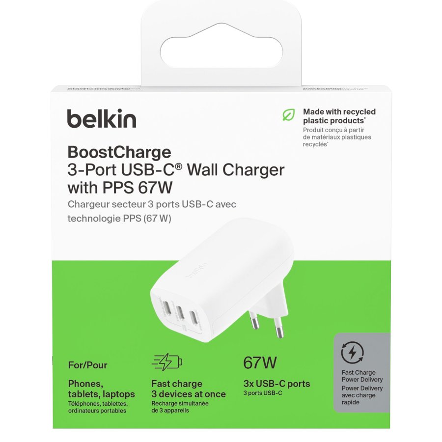 Belkin BOOST Charge USB-C 67W 3 x USB-C, PPS, white WCC002vfWH #5