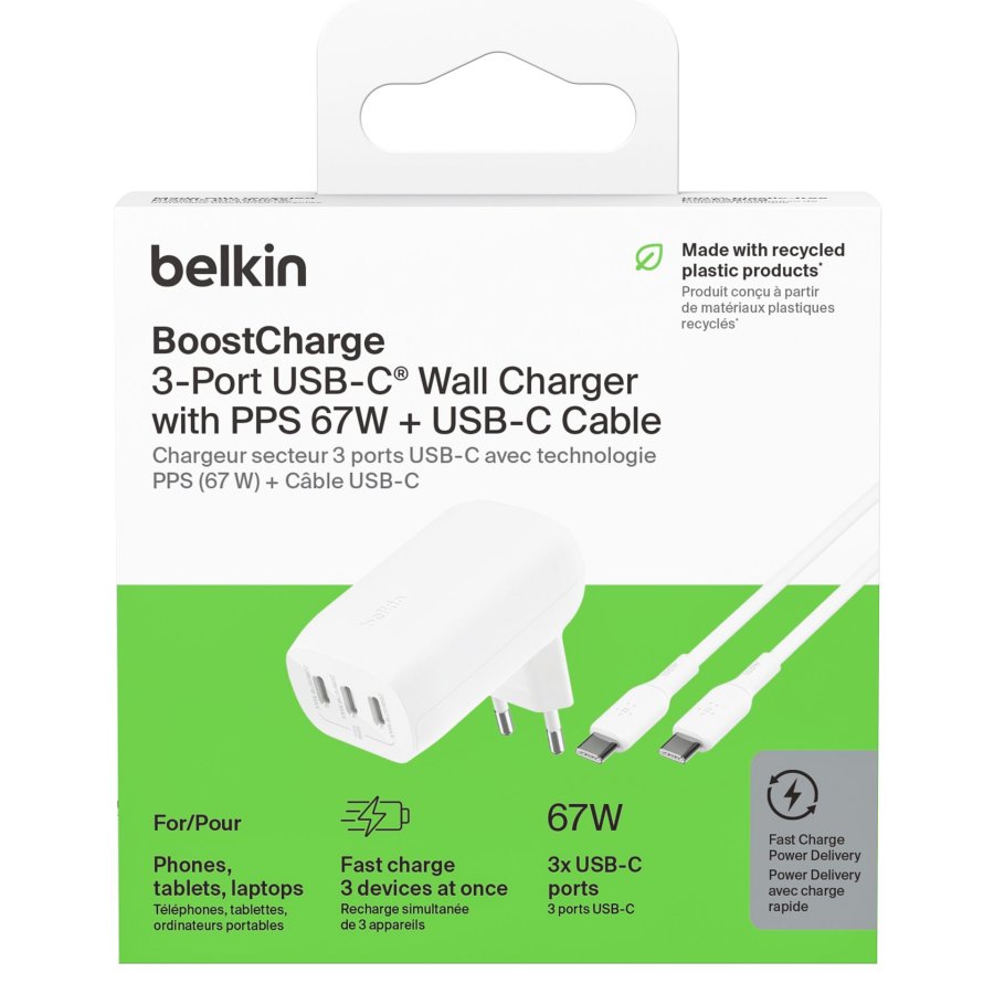 Belkin BOOST Charge USB-C 67W 3xUSB-C + Cable WCC002vf2MWH-B6 #2