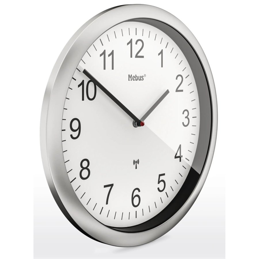 Mebus 19809 radio wall clock white/silver #2
