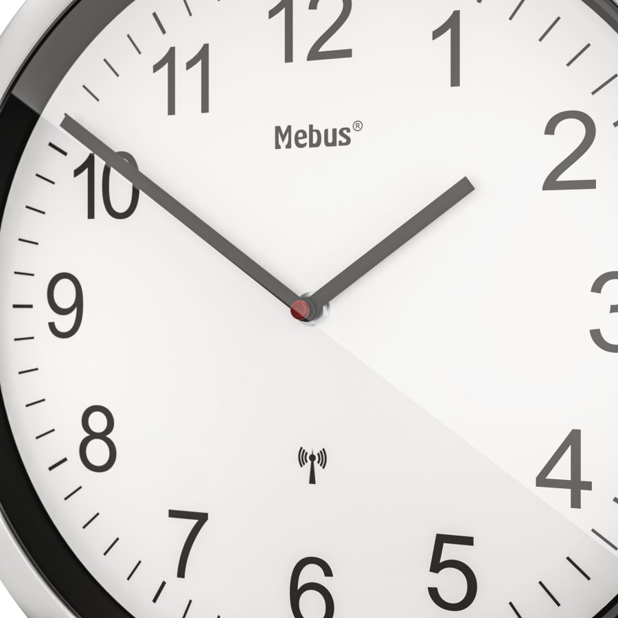 Mebus 19809 radio wall clock white/silver #5