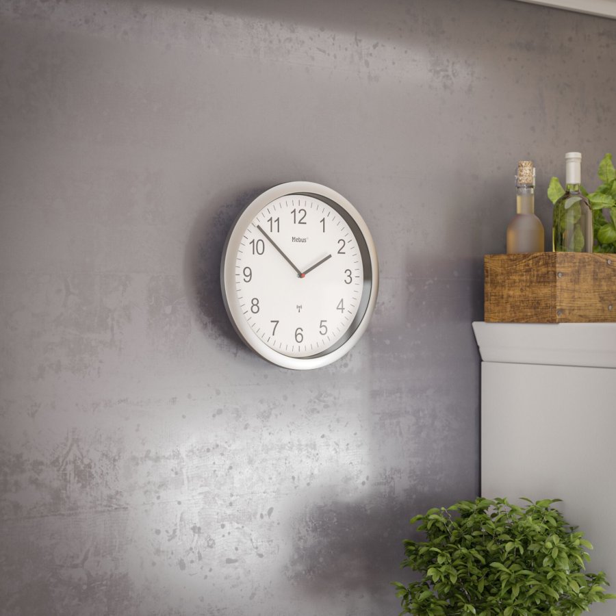 Mebus 19809 radio wall clock white/silver #6