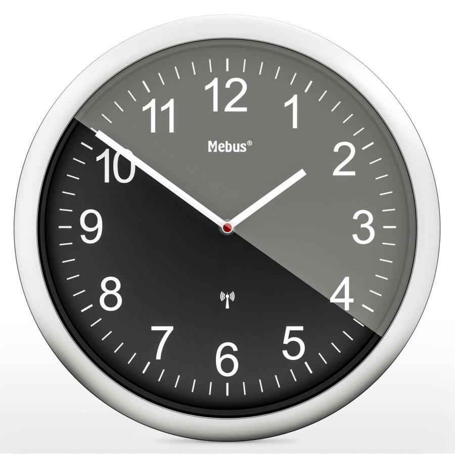 Mebus 19812 radio wall clock black/silver #1