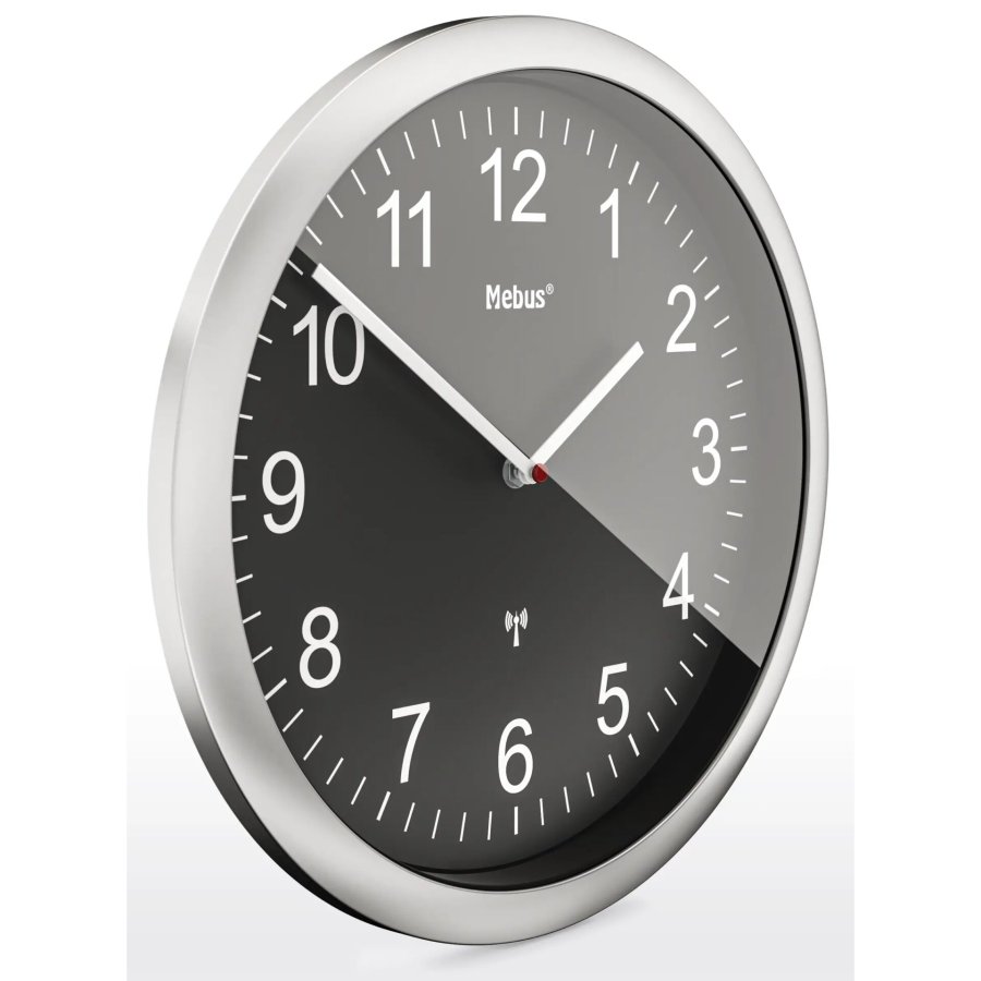 Mebus 19812 radio wall clock black/silver #2