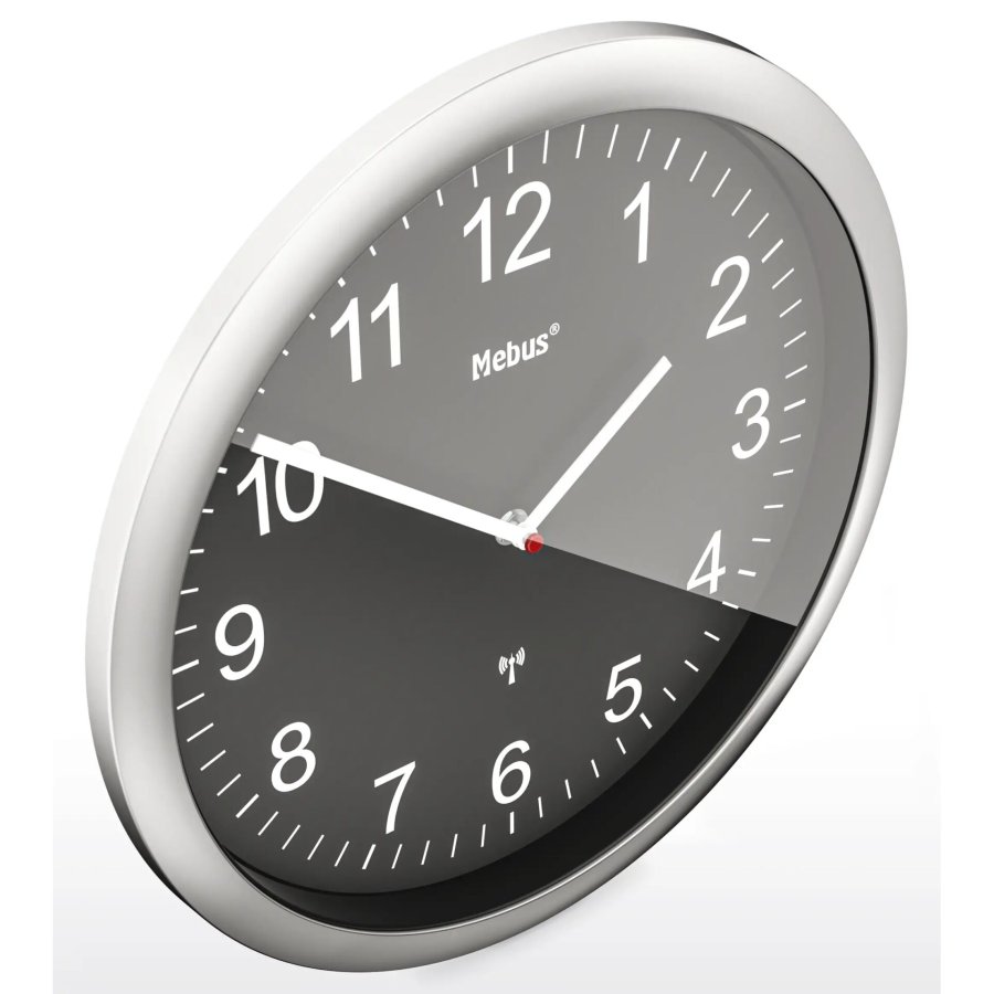 Mebus 19812 radio wall clock black/silver #3