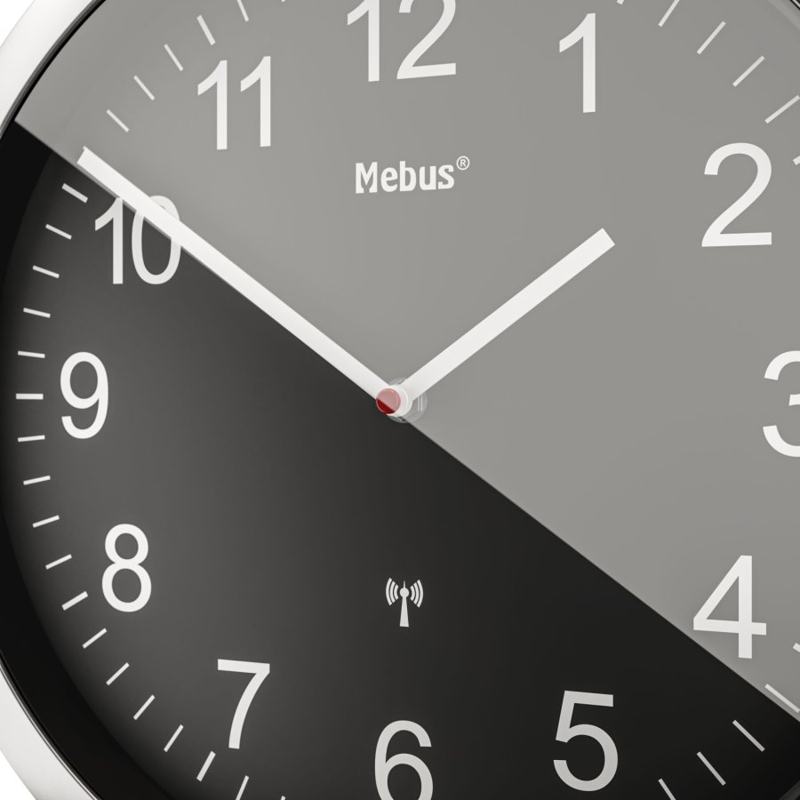 Mebus 19812 radio wall clock black/silver #5