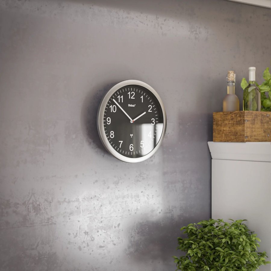 Mebus 19812 radio wall clock black/silver #7