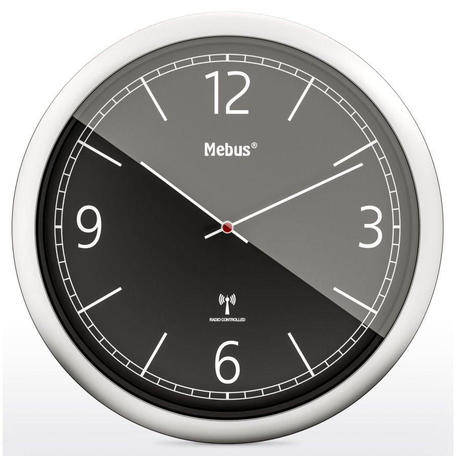 Mebus 19813 radio wall clock black/silver #1