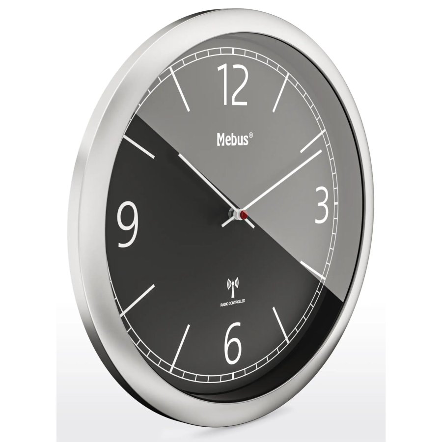 Mebus 19813 radio wall clock black/silver #2
