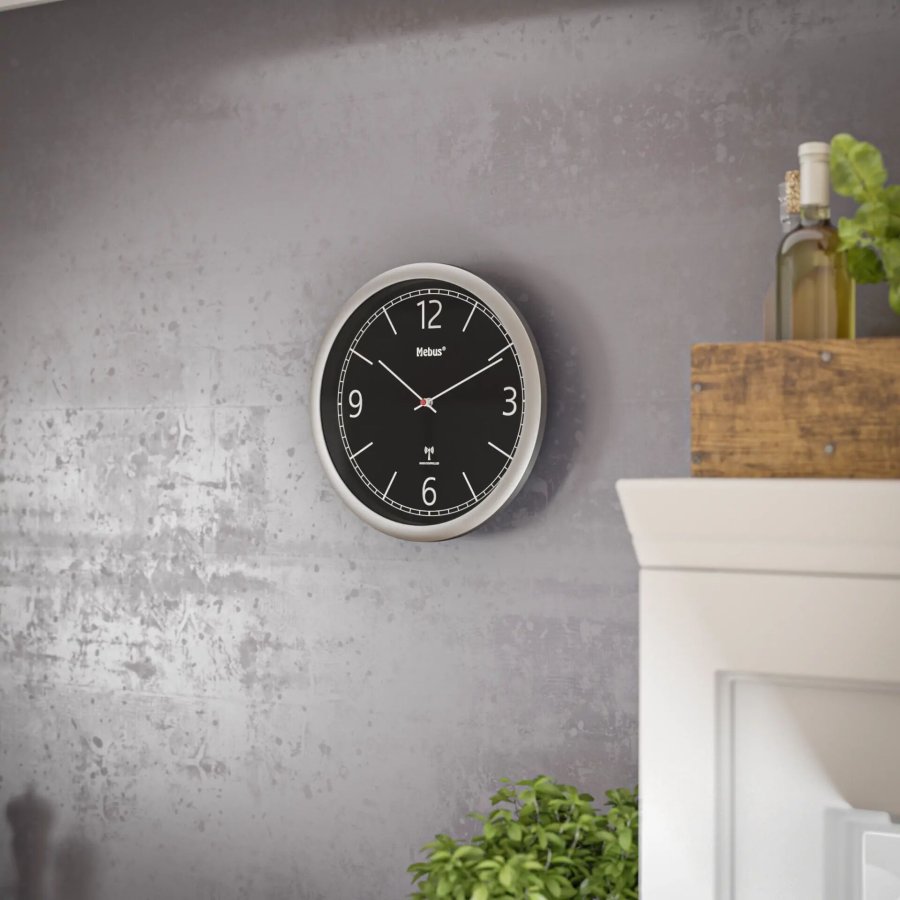 Mebus 19813 radio wall clock black/silver #6