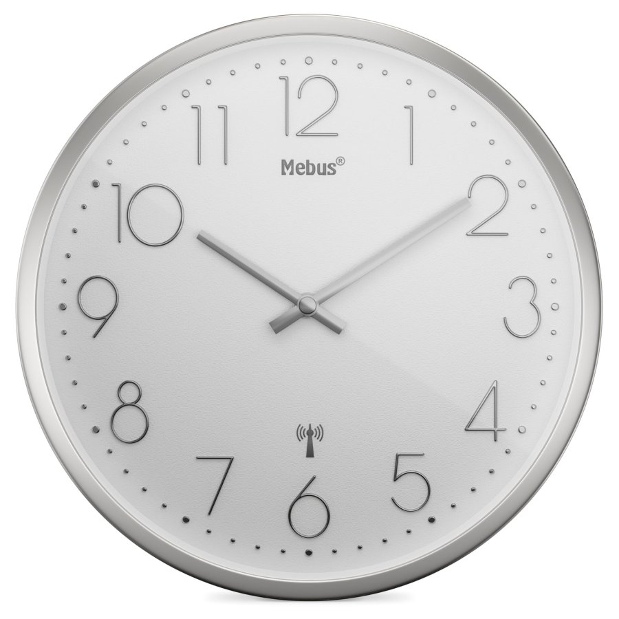 Mebus 19776 radio wall clock Silver/white #1