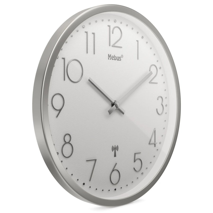 Mebus 19776 radio wall clock Silver/white #2