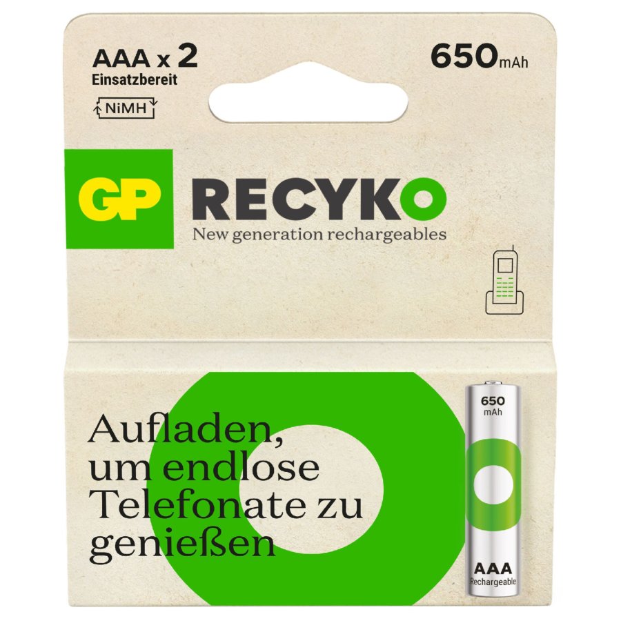 1x2 GP ReCyko NiMH Batteries AAA 650mAh DECT-Telephone #3