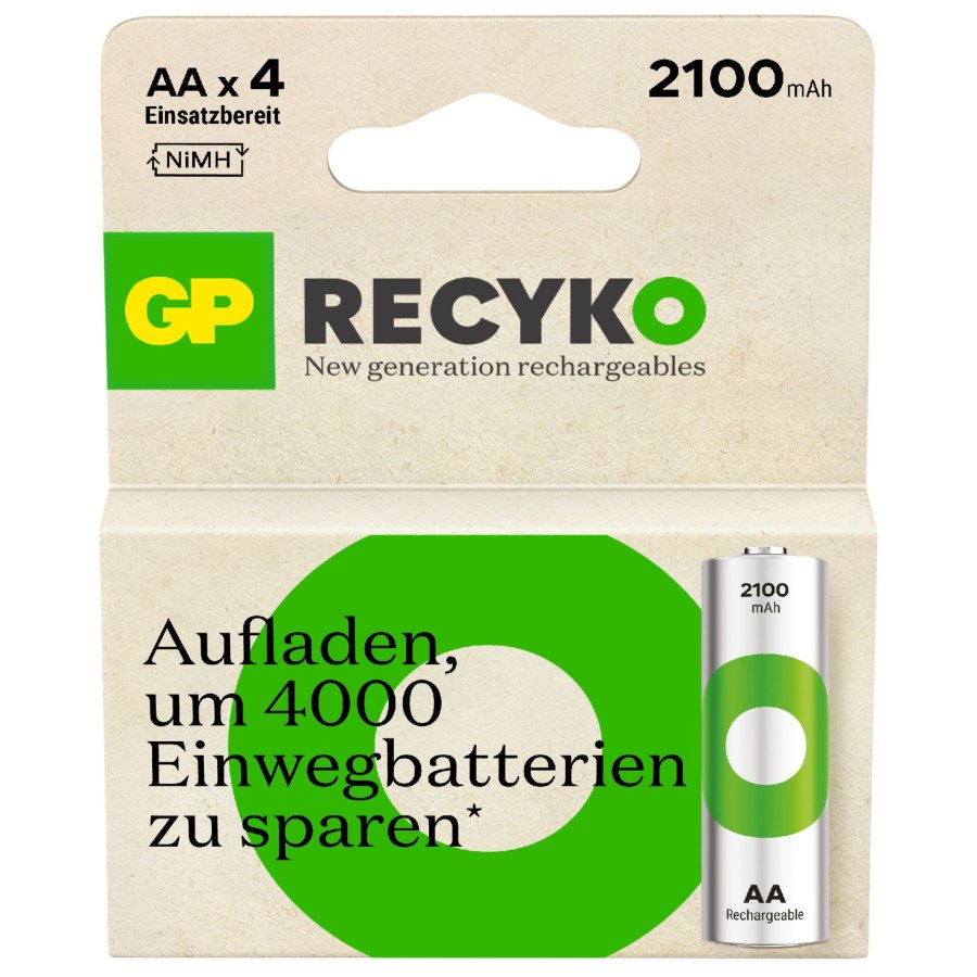 1x4 GP ReCyko+ NiMH Rech.Battery AA 2100mAH, ready to use #3