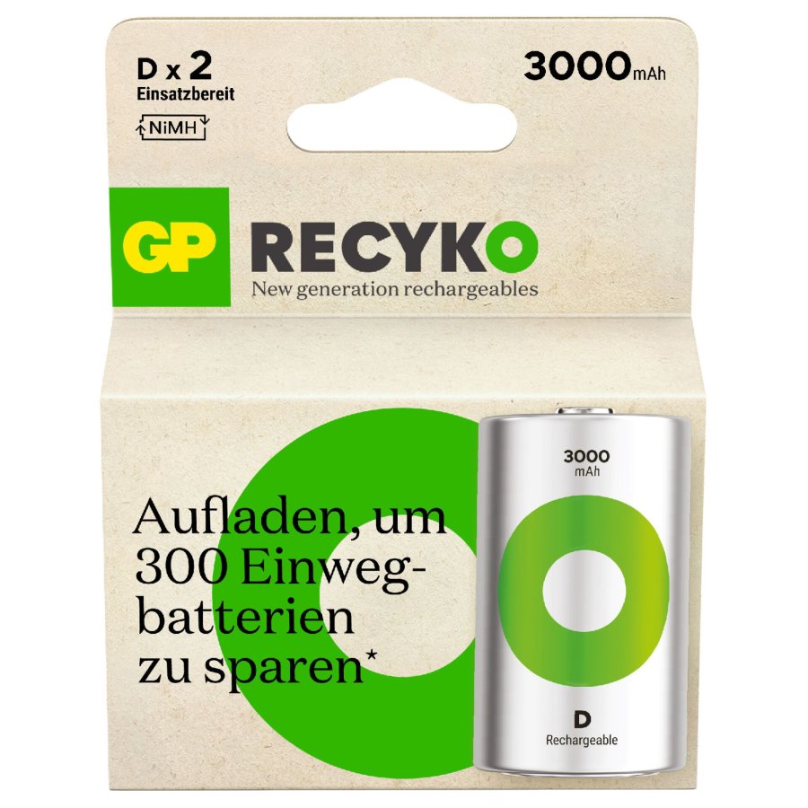 1x2 GP ReCyko NiMH Batteries o D Mono 3000 mAH, ready to use #3