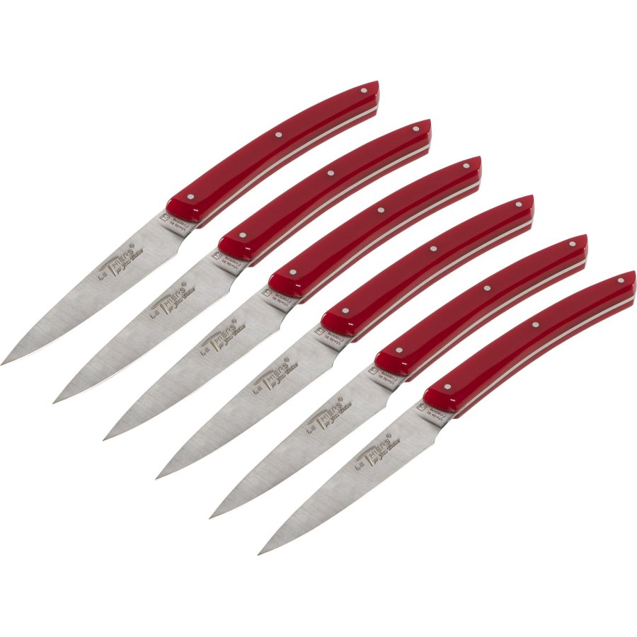Laguiole Jean Dubost Knife Set 6 pcs., Acrylic Red #2