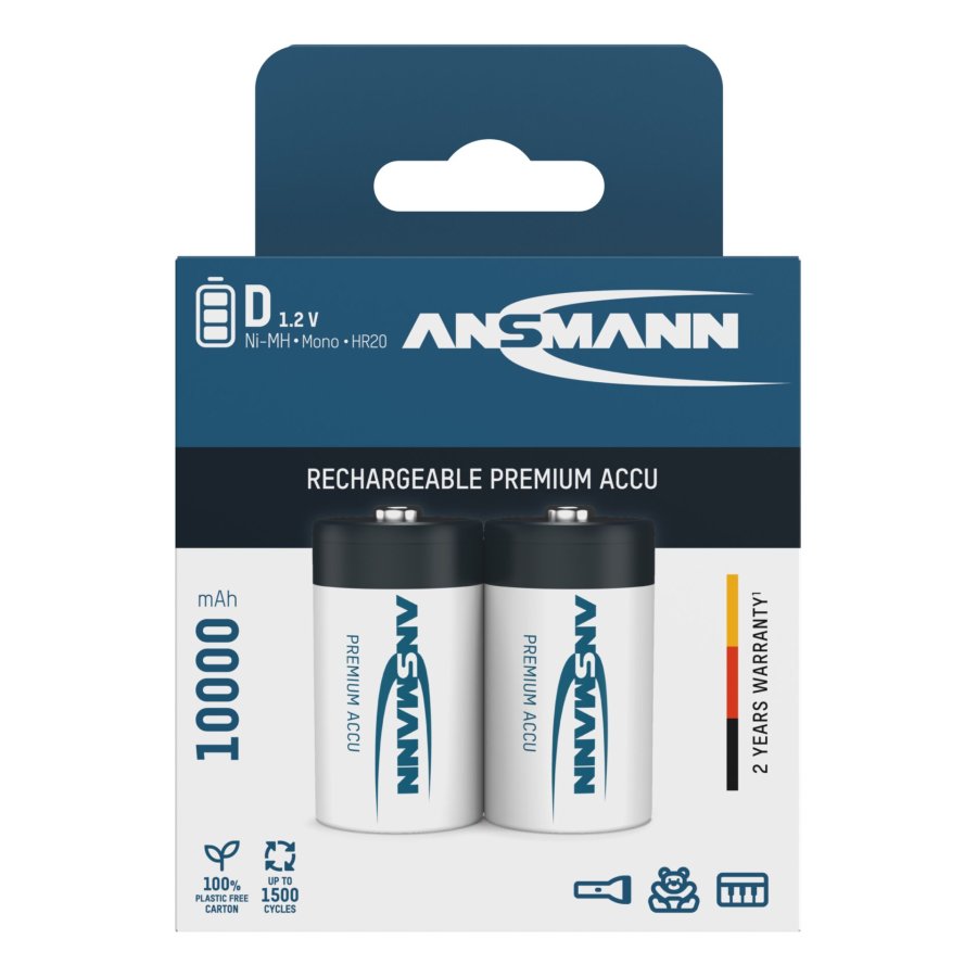 1x2 Ansmann NiMH rech.bat. 10000 Mono D 9300 mAh     5030642 #1