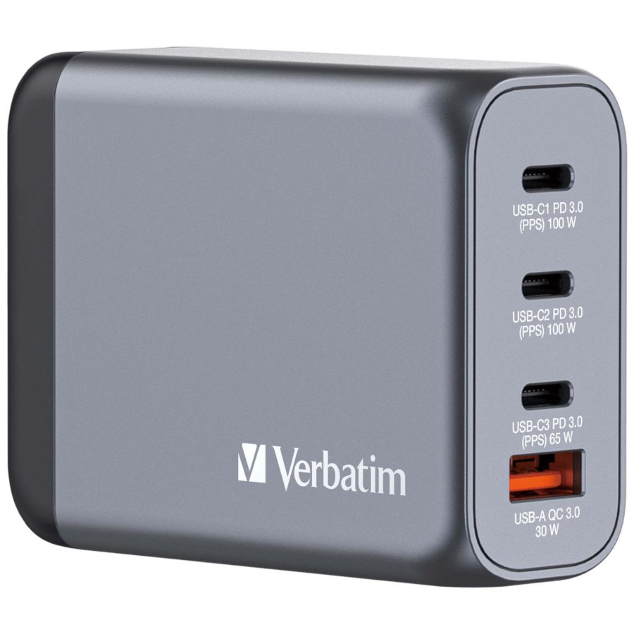 Verbatim GNC-100 GaN Charg. 100W 3xUSB-C PD, 1xUSB-A QC 3.0 32202 #1