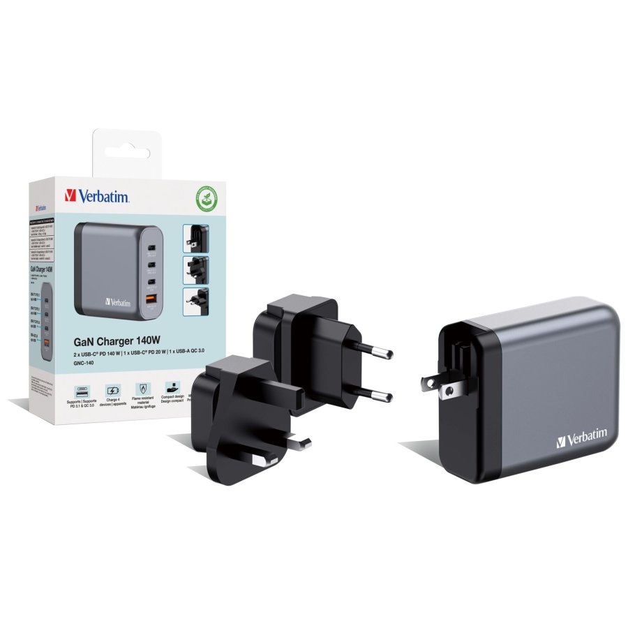 Verbatim GNC-140 GaN Charg. 140W 3xUSB-C PD, 1xUSB-A QC 3.0 32203 #6