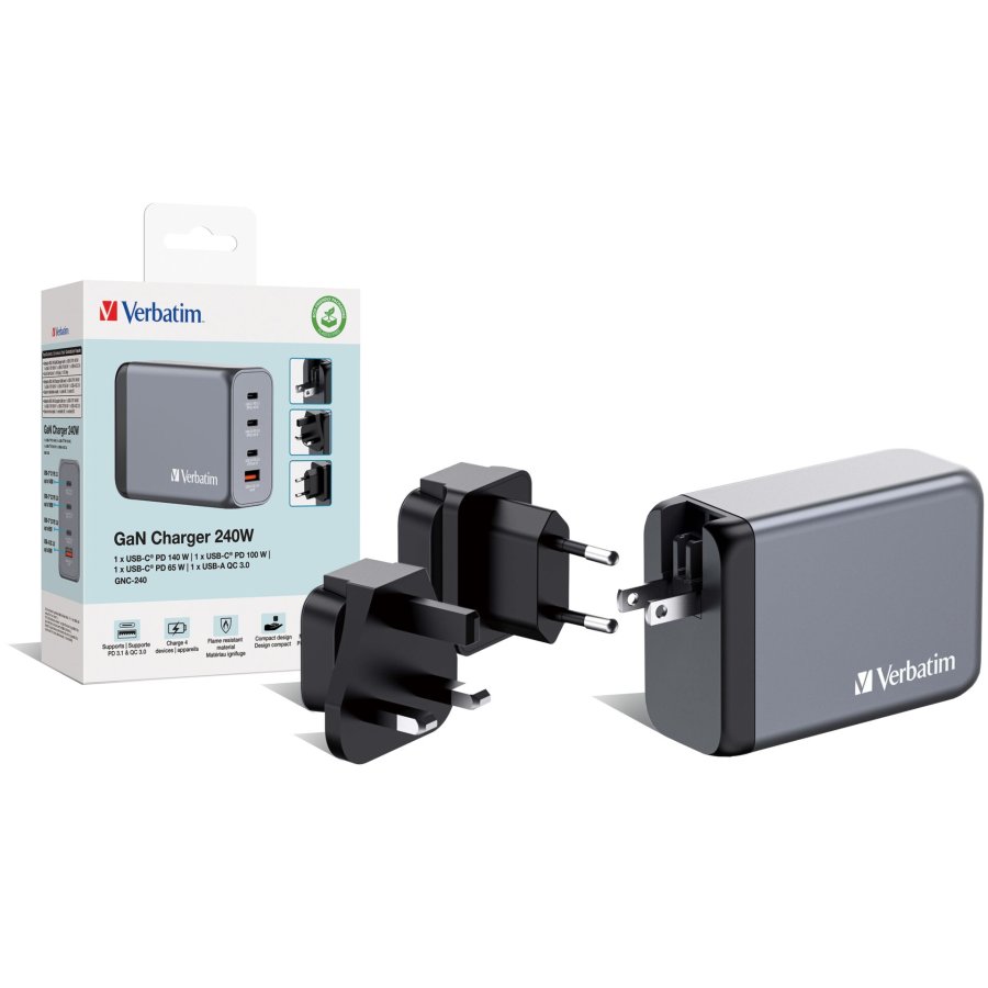 Verbatim GNC-240 GaN Charg. 240W 3xUSB-C PD, 1xUSB-A QC 3.0 32205 #6