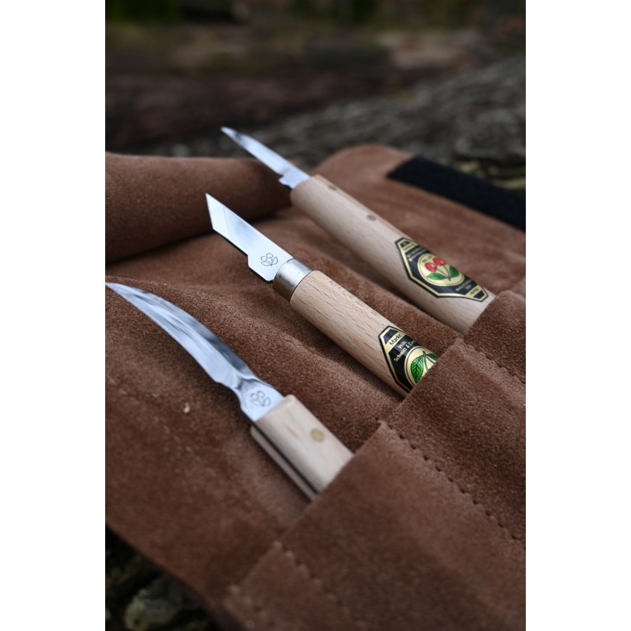 Kirschen Set of carving knives Velourleather bag #7