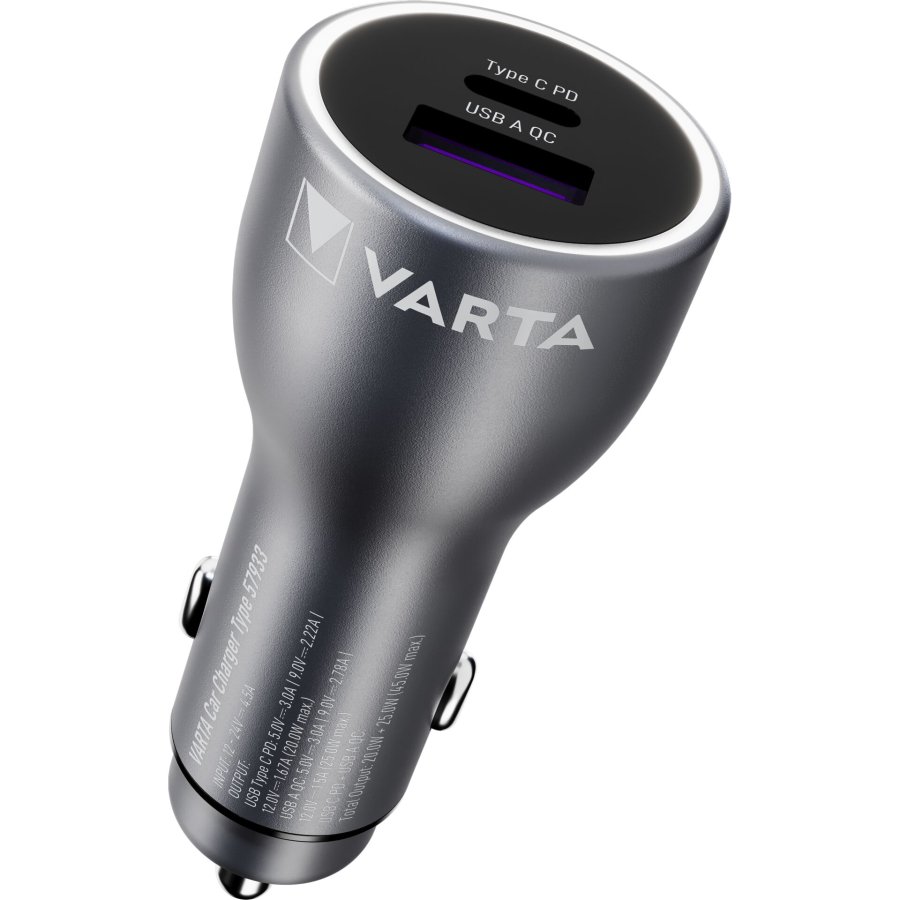 Varta Car Charger 45 Watt Output 1xUSB A / 1xUSB-C PD 57933101111 #1