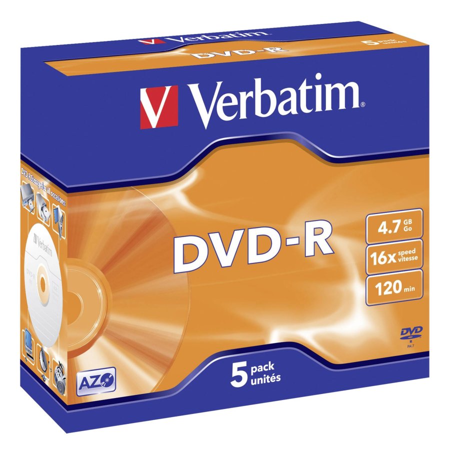 1x5 Verbatim DVD-R 4,7GB 16x Speed, Jewel Case #1