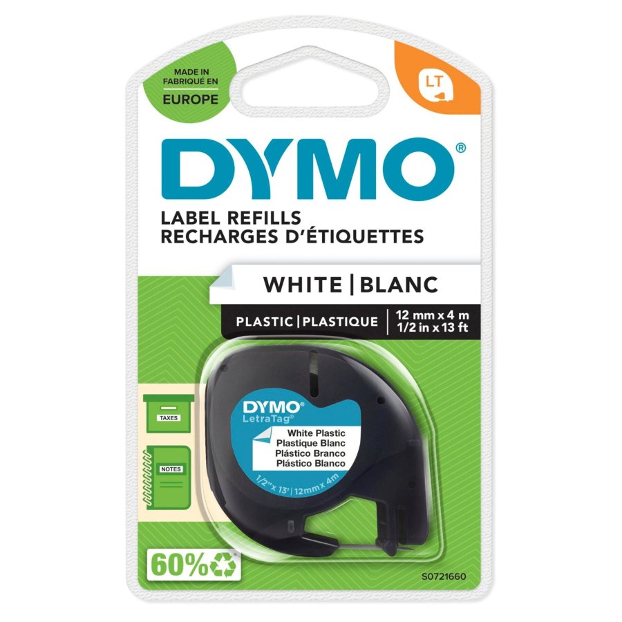 S0721660 - Dymo Ribbon S0721660 91221 12mm Black on White - 831227-5411313912211 #1