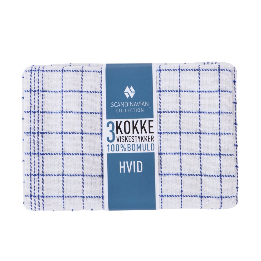 Stock Kokkeviskestykke, 50x70cm, HVID - 3 pak #1