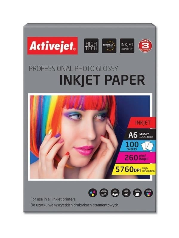 Activejet	AP6-260GR100 photo paper for ink printers; A6; 100 pcs, 10x15 #1